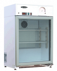Armoire réfrigérée (+1°/+15°C) vitrée 140L - Blanc + enregistreur à disque