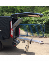 Brancard inox à pieds escamotables pour caisson funéraire double corps – Image 2