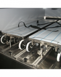 Brancard inox à pieds escamotables pour caisson funéraire double corps – Image 4