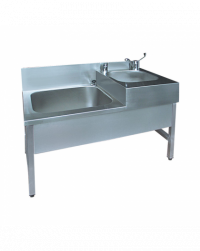 Unité de lavage double bac, sur pied.